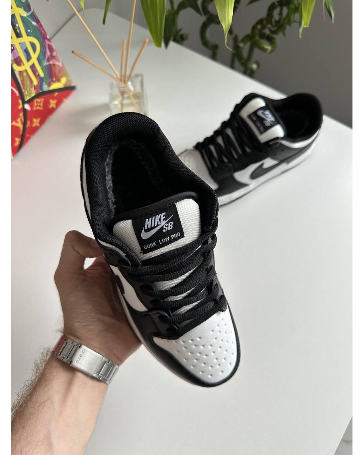 Nike SB Dunk Low Black White Fur