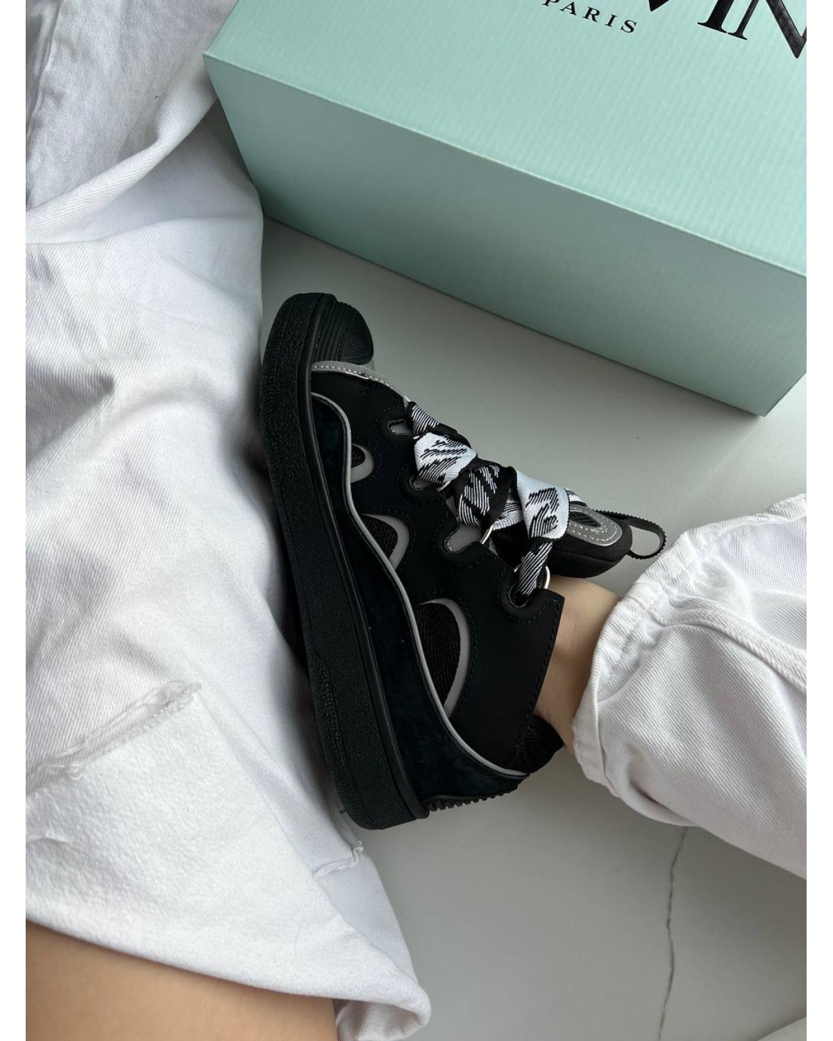 Lanvin Curb Sneakers Black Grey Reflective