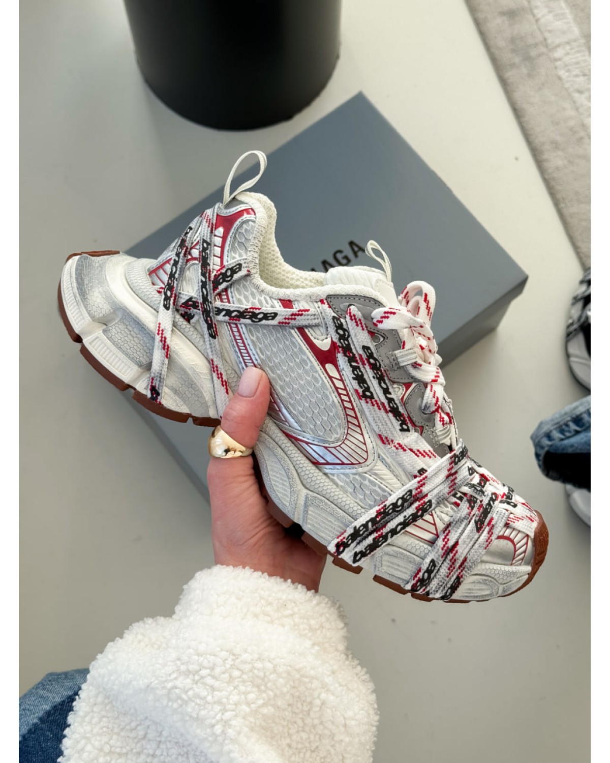 Balenciaga 3xl Extreme Laces Red/White Logo