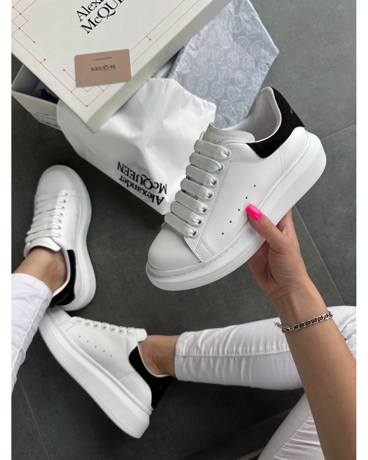 Alexander McQueen Ivory Black White