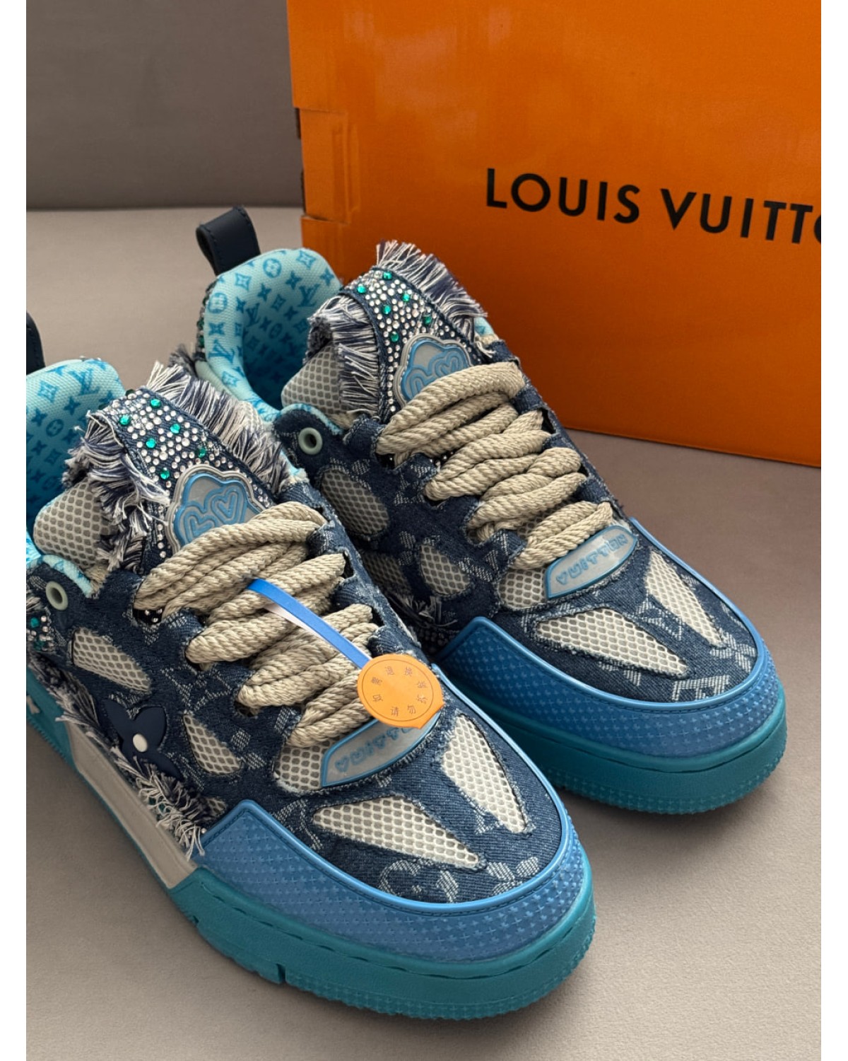 Louis Vuitton Trainer Blue Swarovski Monogram