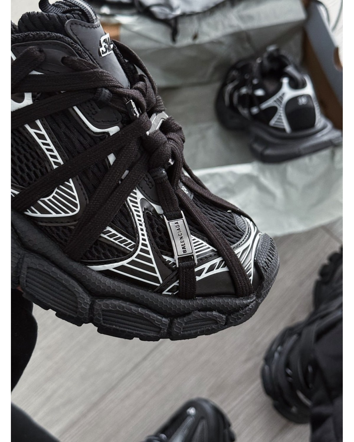 Balenciaga 3XL Extreme Laces Black Silver