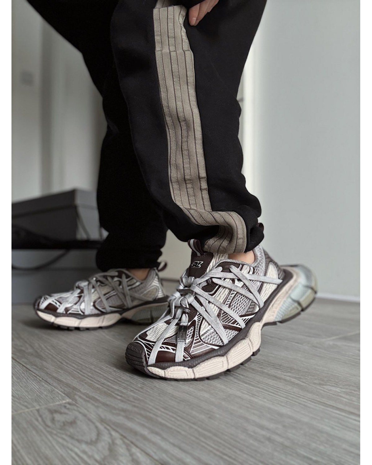 Balenciaga 3XL Extreme Lace Trainers Grey Brown