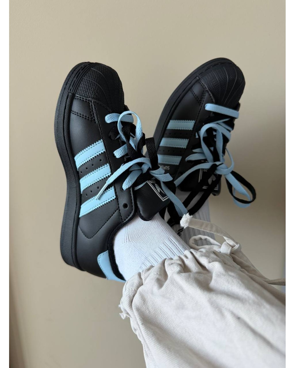 Adidas Superstar  Black/Blue “Paws”