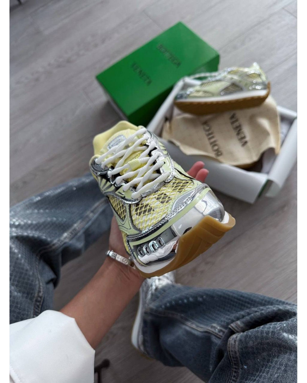 Bottega Veneta Orbit Sneaker Mud/white