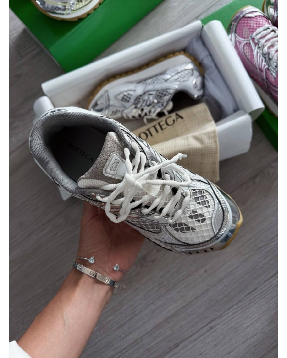 Bottega Veneta Orbit Silver White