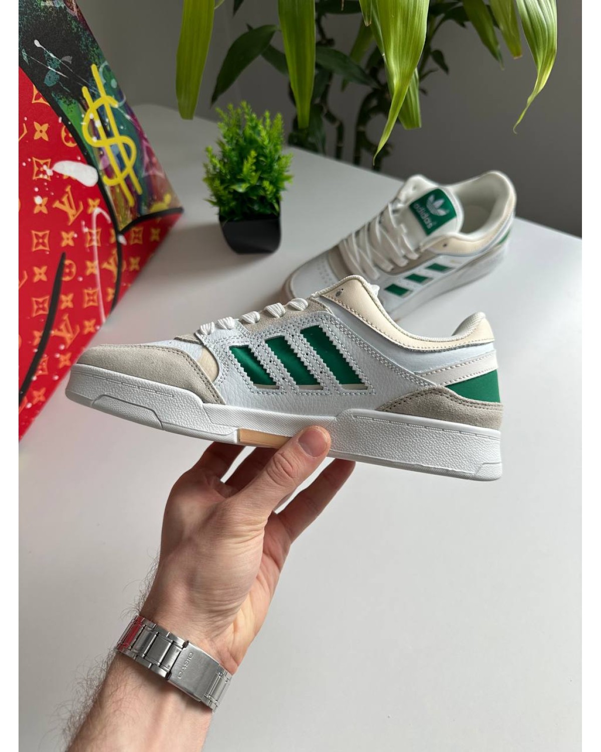 Adidas Drop Step White Beige Green