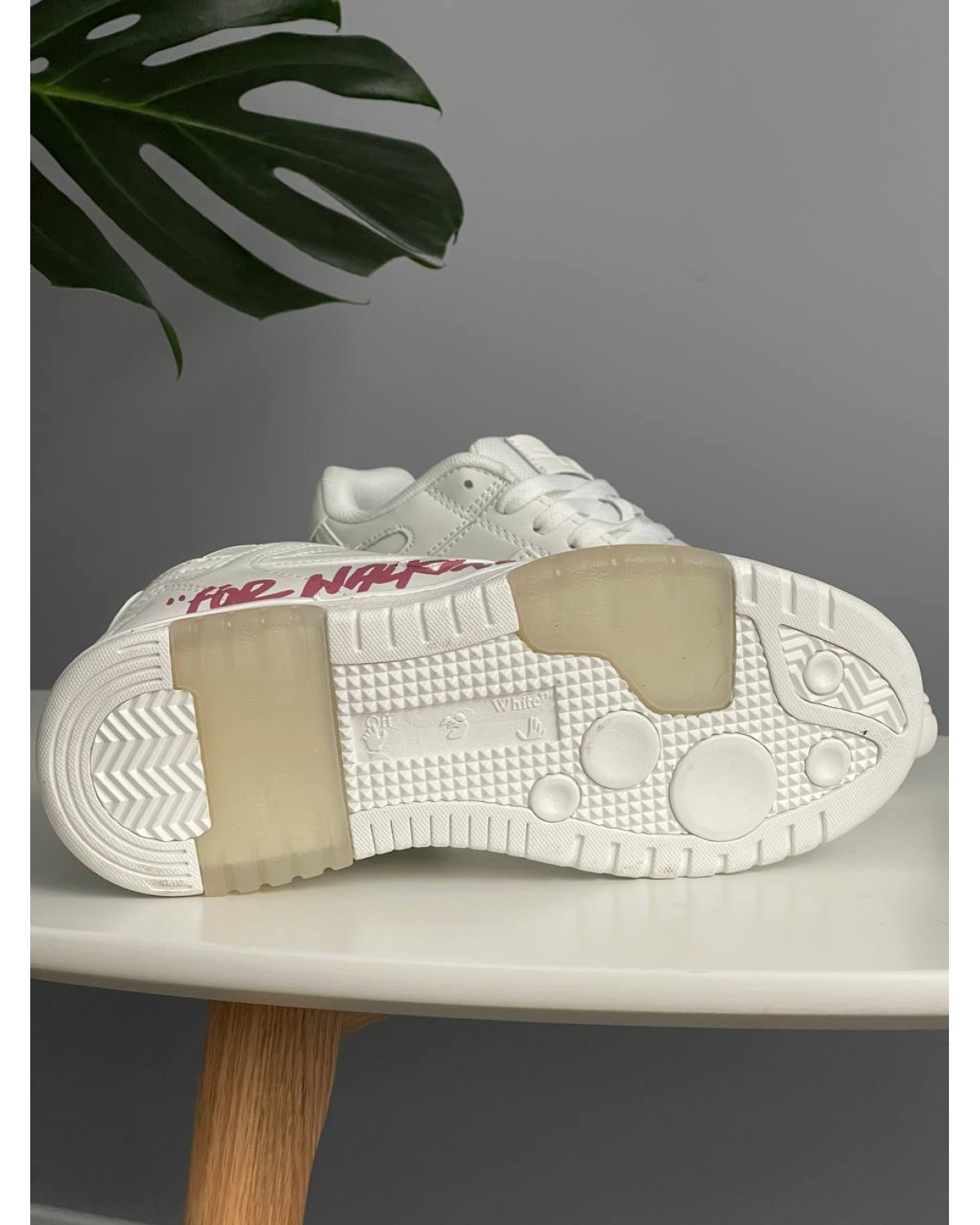 Off White For Walking White Pink Logo