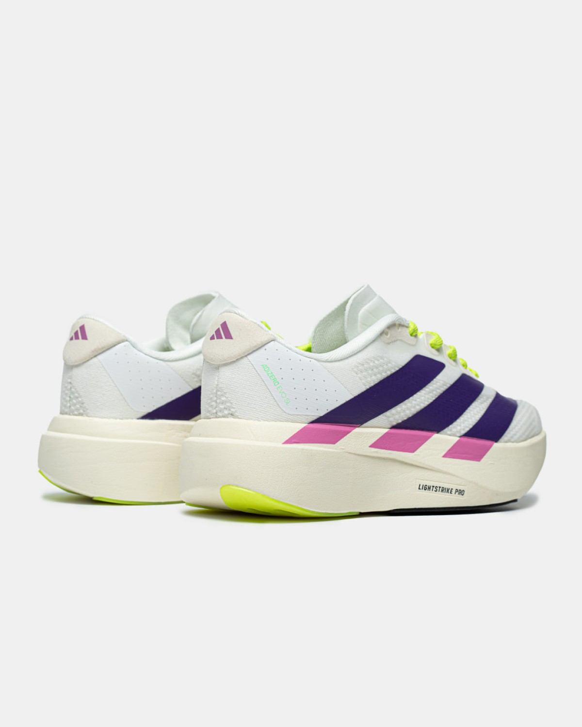 Adidas Adizero Evo SL «Cloud White / Collegiate Purple / Lime Bur Adidas Adizero Evo SL «Cloud White / Collegiate Purple / Lime Bur