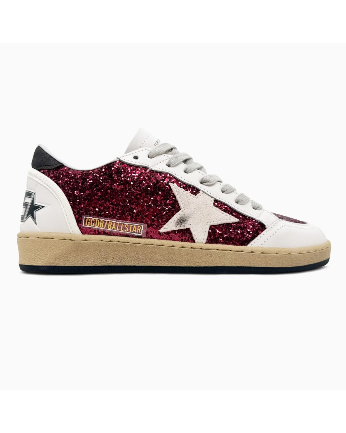 Golden Goose Ball Star Bordeaux Burgundy Glitter White