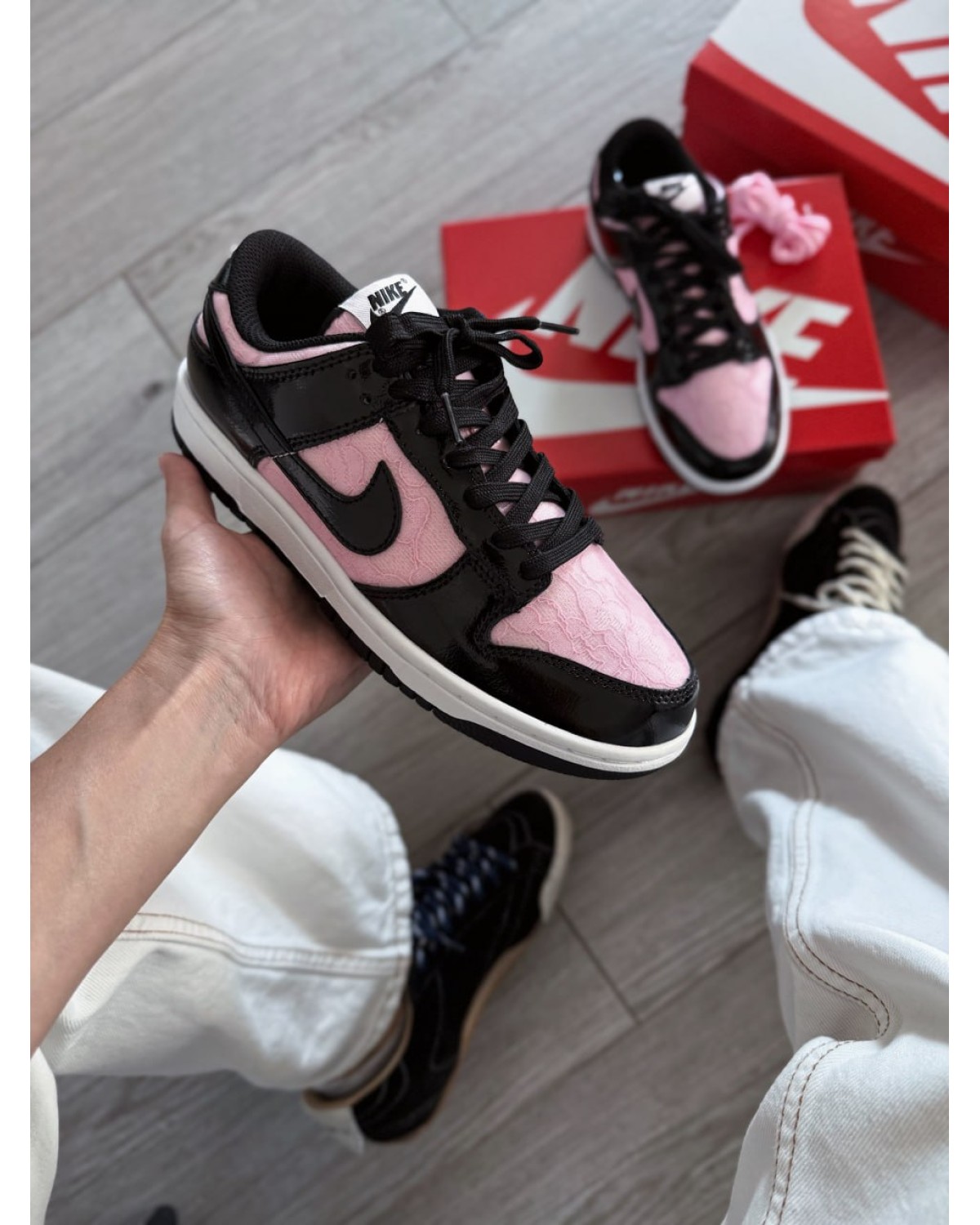 Nike Dunk Low Wmns Lace Pack - Regal Pink Black Patent Foam Nike Dunk Low Wmns Lace Pack - Regal Pink Black Patent Foam
