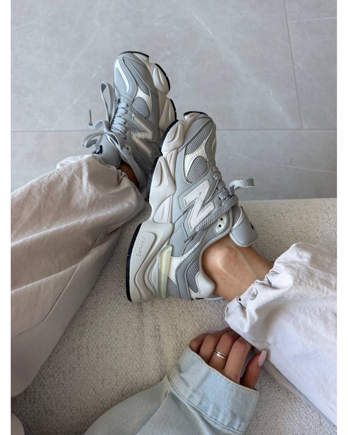 New Balance 9060 Light Grey Leather New Balance 9060 Light Grey Leather