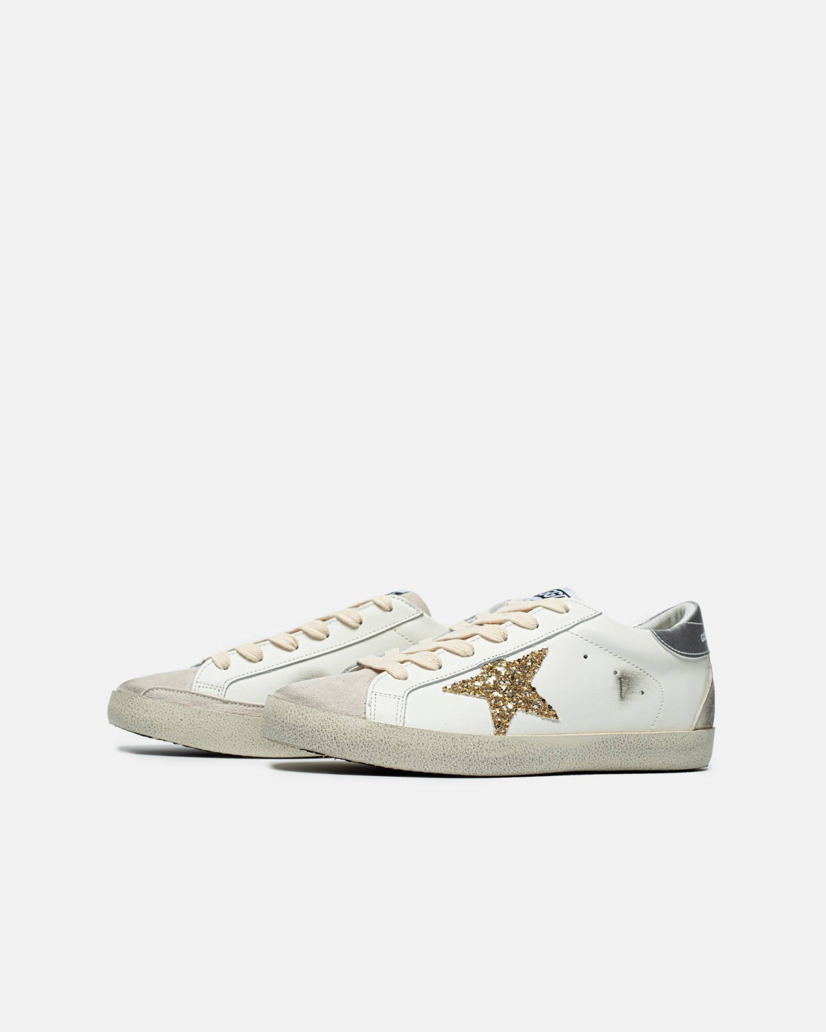 Golden Goose Super-Star Sneakers With Golden Glitter