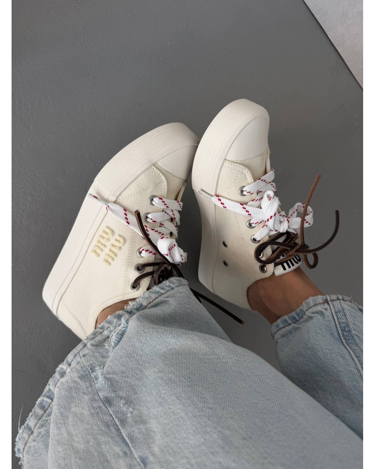 Miu Miu  Washed Denim Light Cream