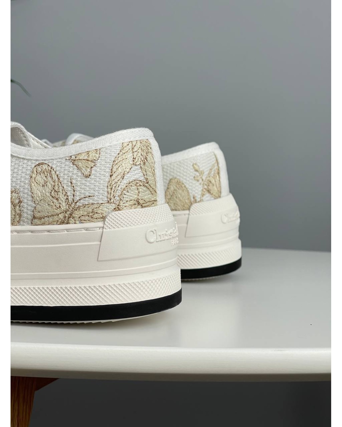 Dior B23 White Grey Platform Gold Batterfly