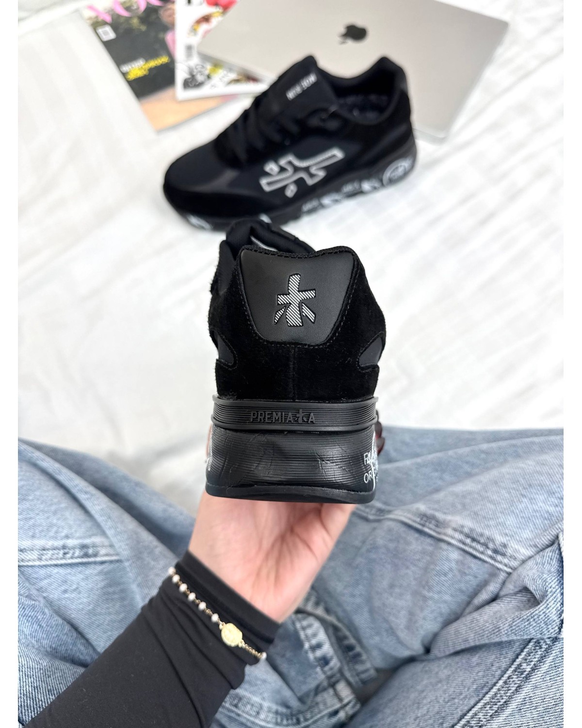 Premiata Black White Winter Fur