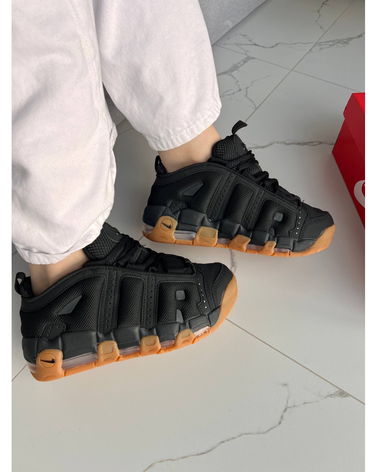 Nike Air More Uptempo Low Black Gum