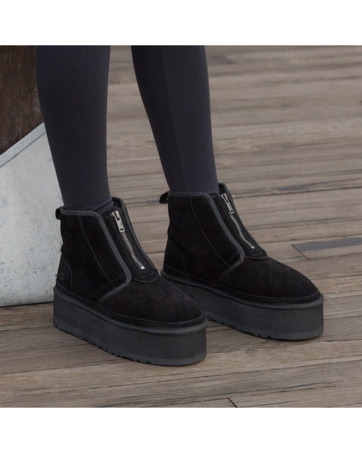 Ugg Neumel Platform Zip Slipper Black