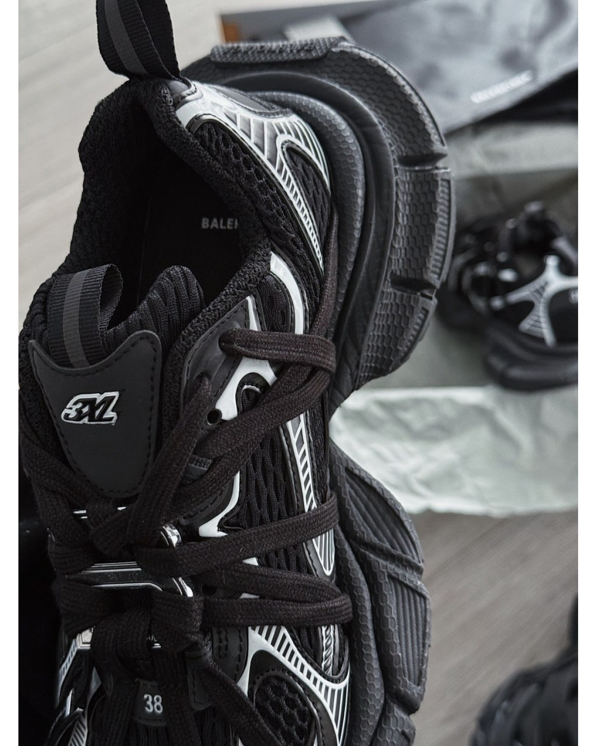 Balenciaga 3XL Extreme Laces Black Silver