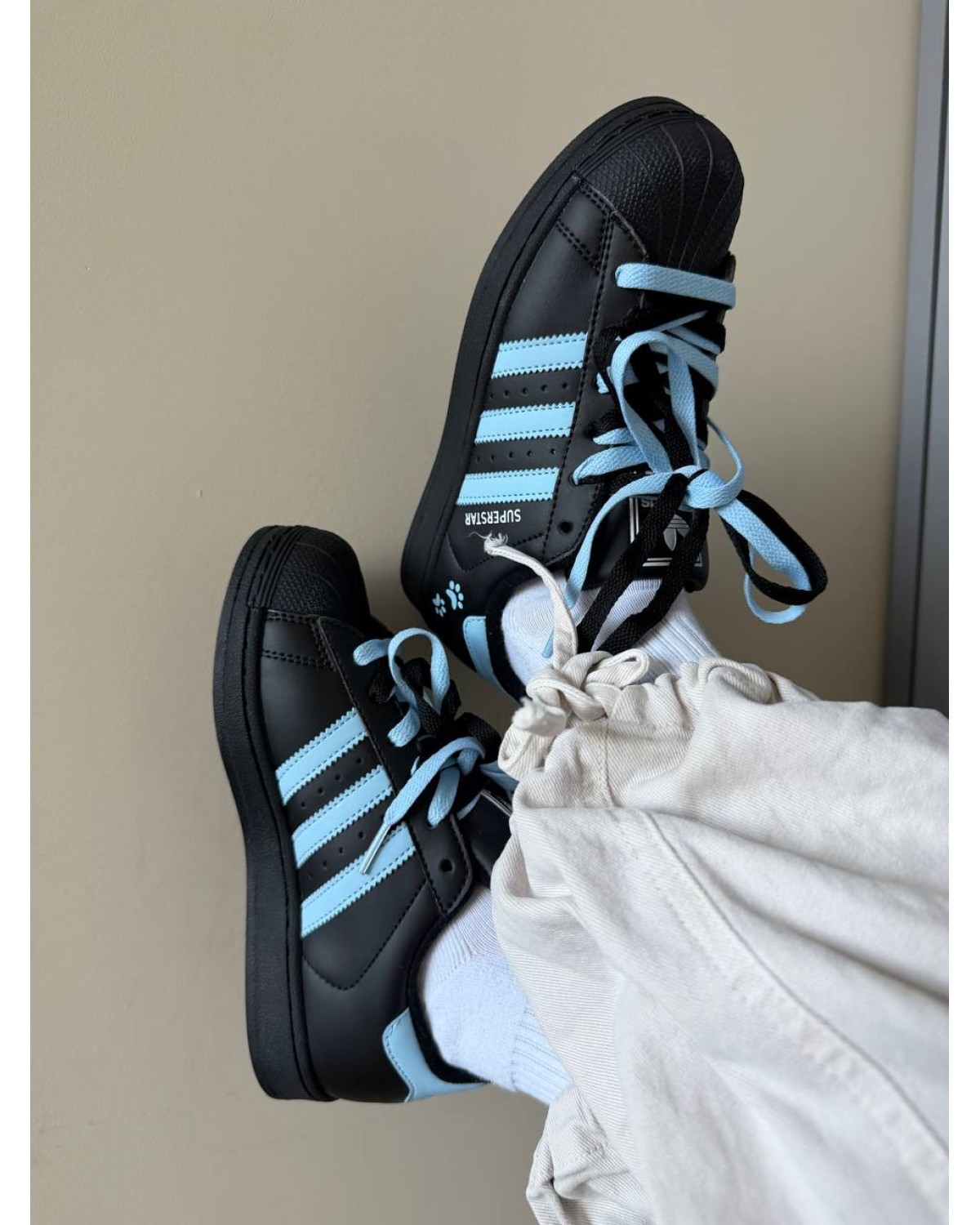 Adidas Superstar  Black/Blue “Paws”