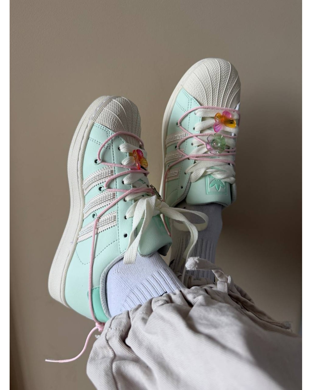 Adidas Superstar Lite Aqua White  Double Lace-Up Shoe