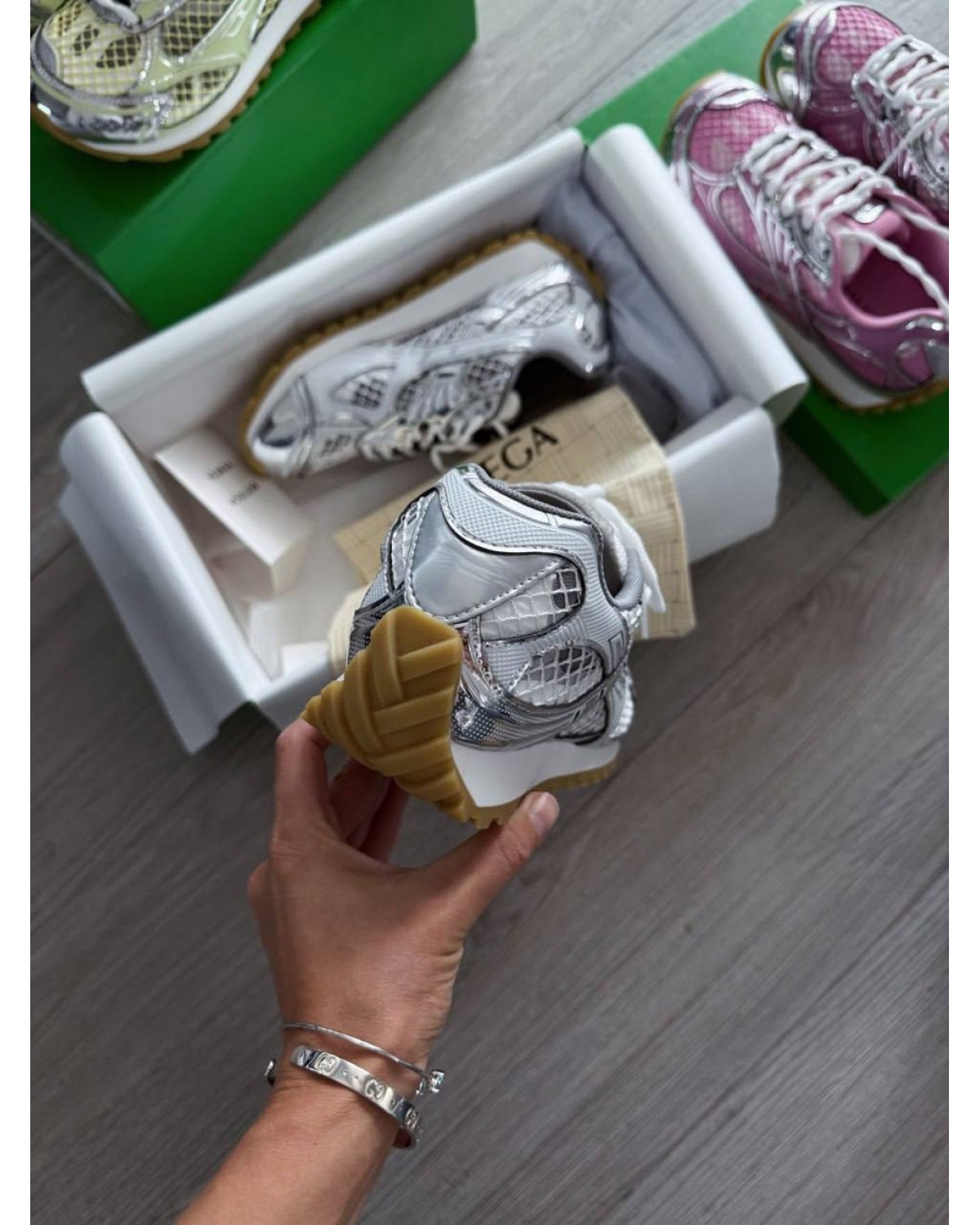 Bottega Veneta Orbit Silver White