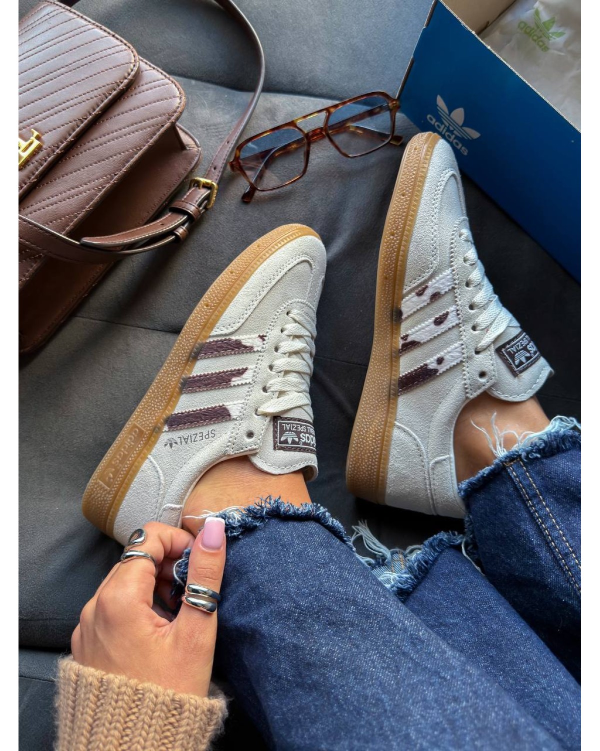 Adidas Spezial Cow Print Beige Brown