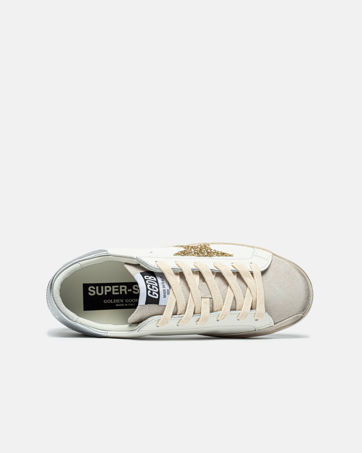 Golden Goose Super-Star Sneakers With Golden Glitter
