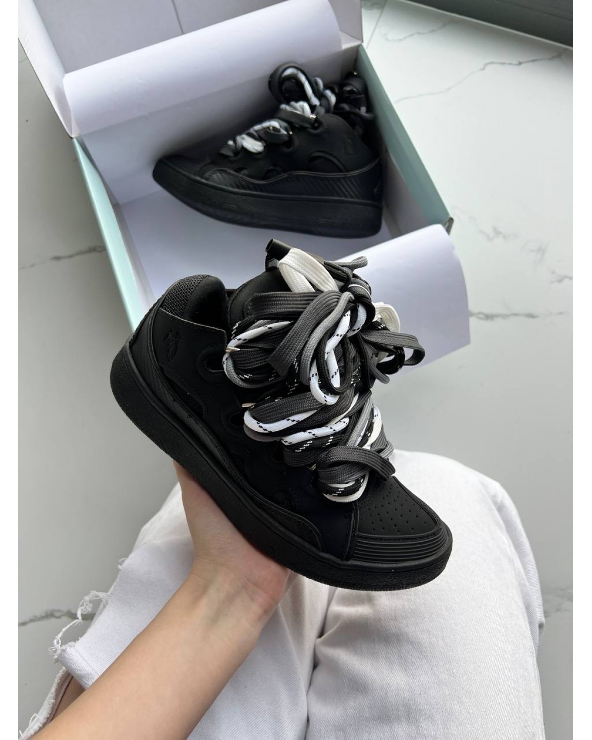 Lanvin Curb Sneakers Black Rope Laces Mix