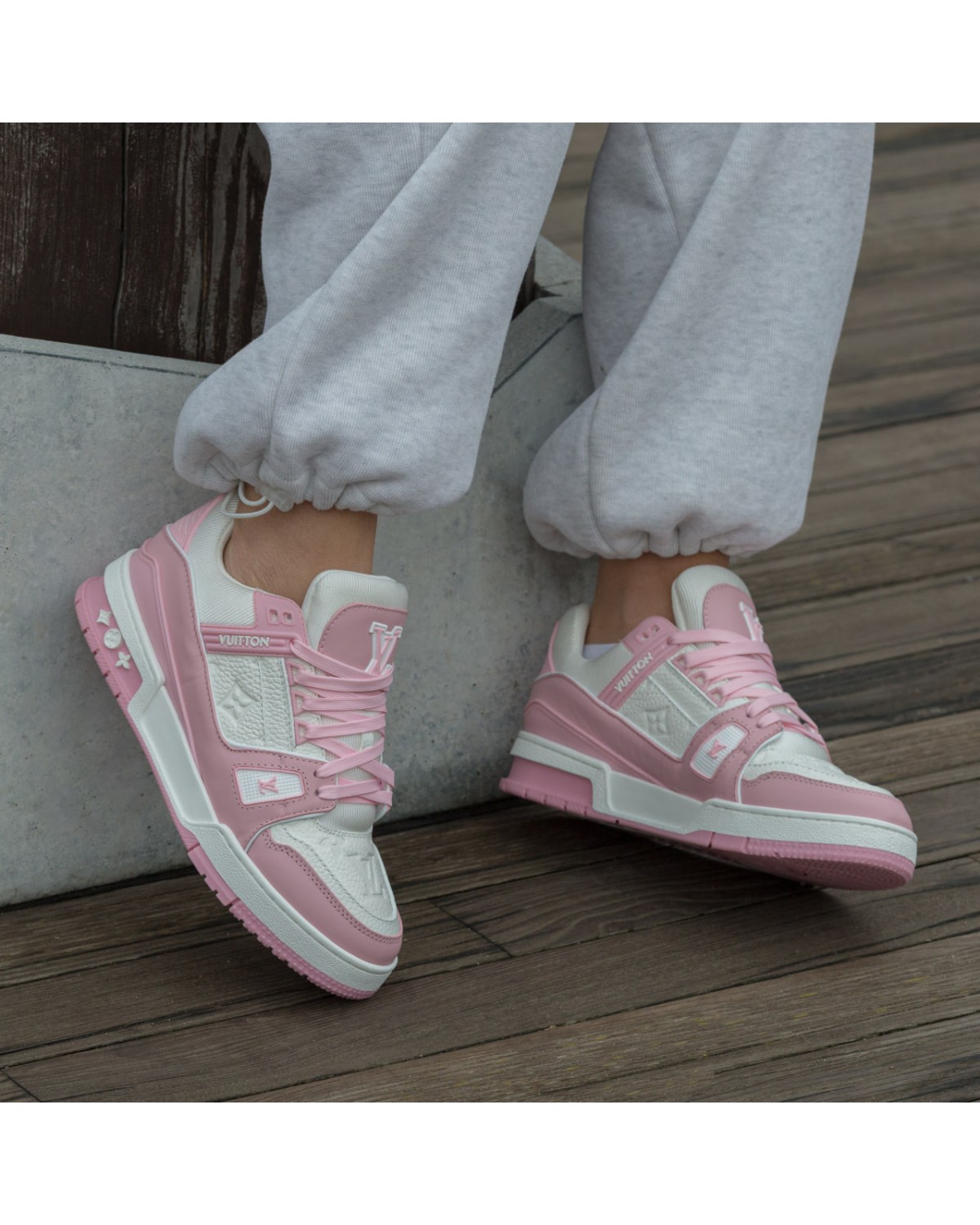 Louis Vuitton LV Trainer Sneakers White Pink