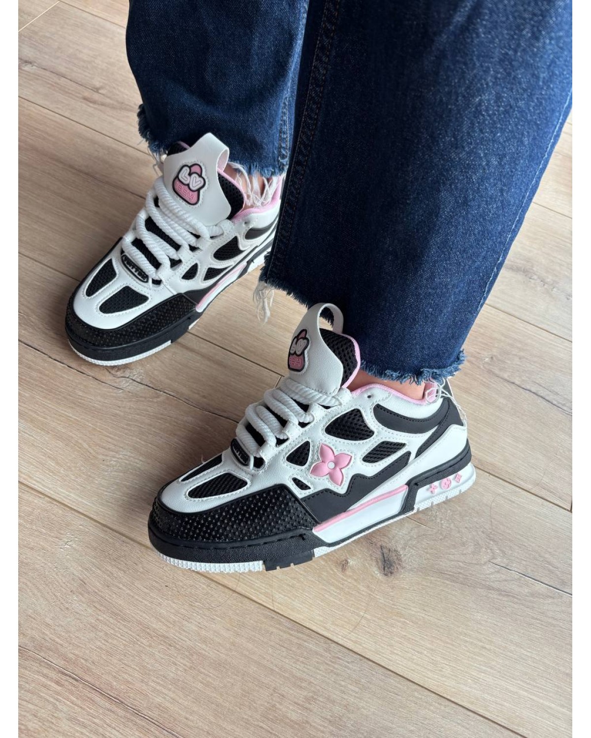 Louis Vuitton Skate Sneaker Black White Pink
