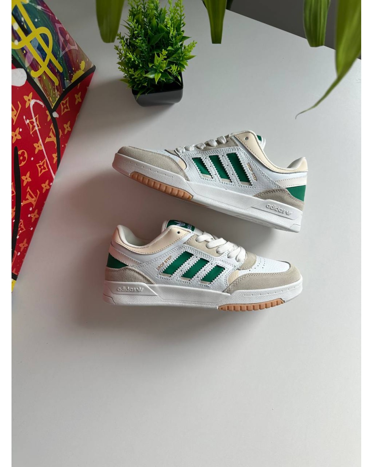 Adidas Drop Step White Beige Green