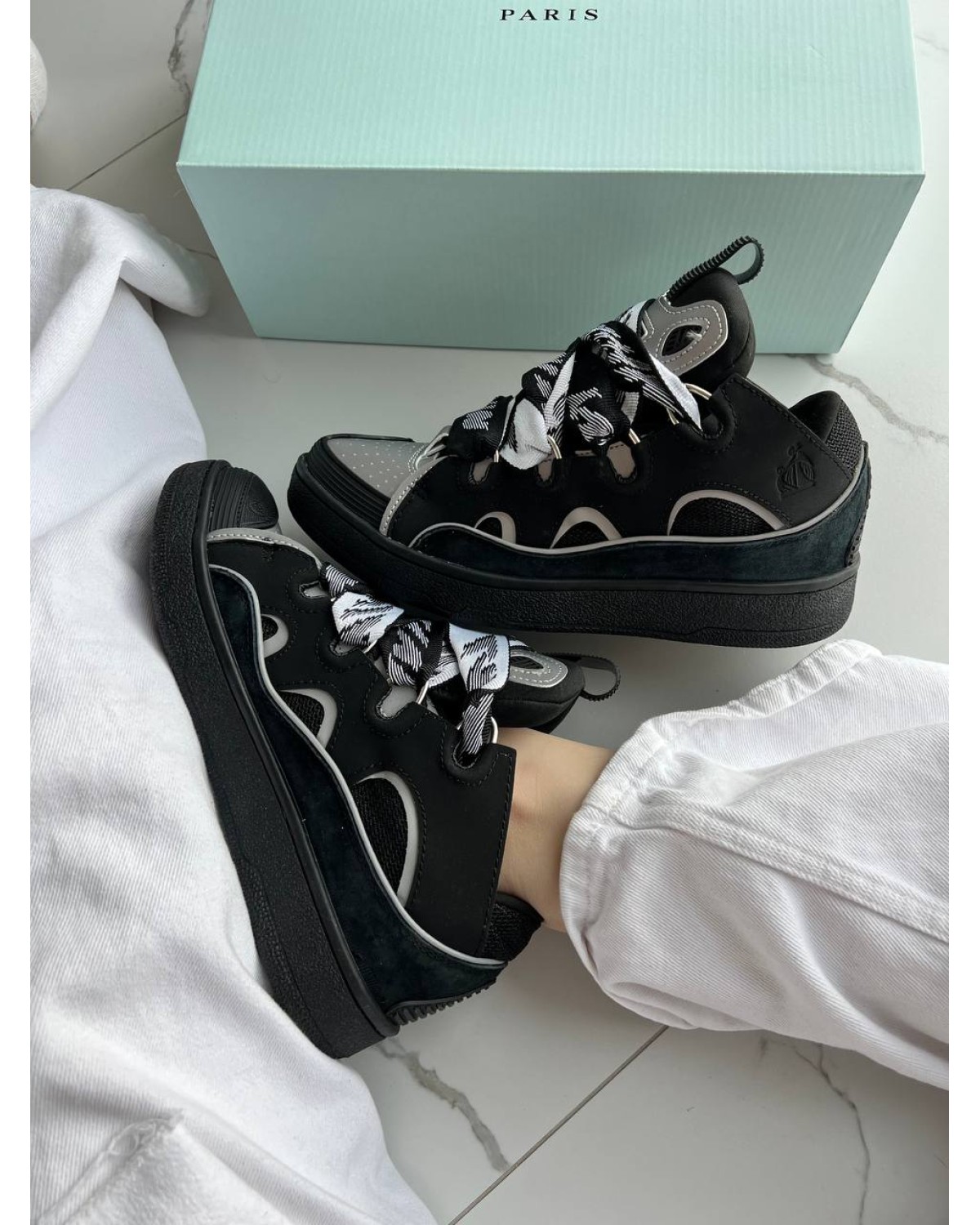 Lanvin Curb Sneakers Black Grey Reflective