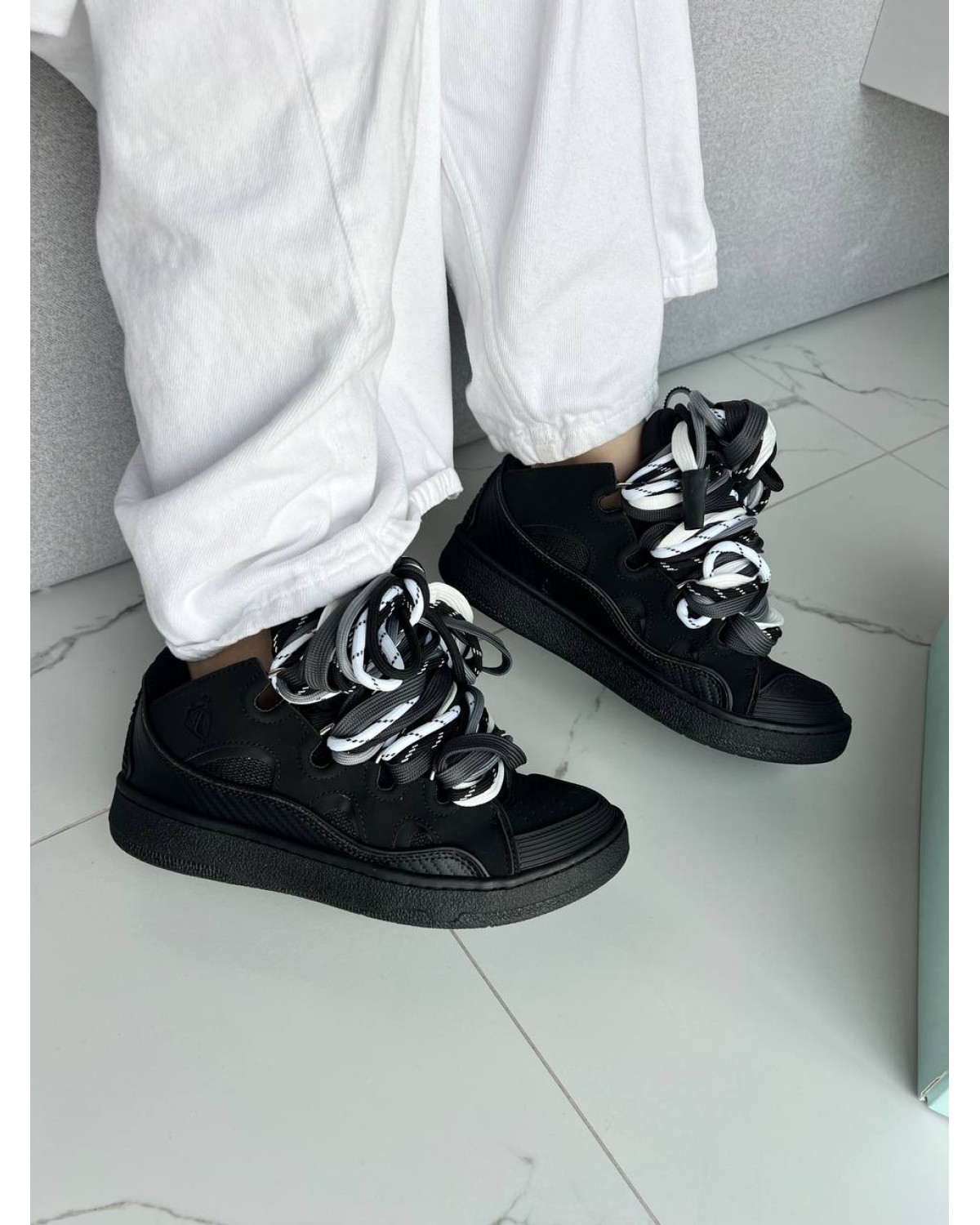 Lanvin Curb Sneakers Black Rope Laces Mix