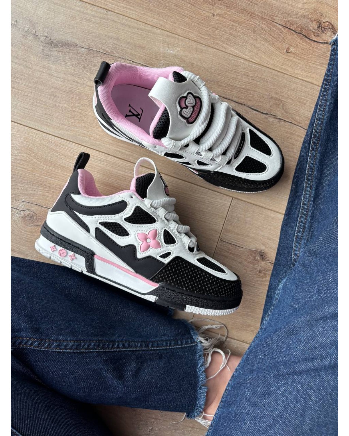 Louis Vuitton Skate Sneaker Black White Pink
