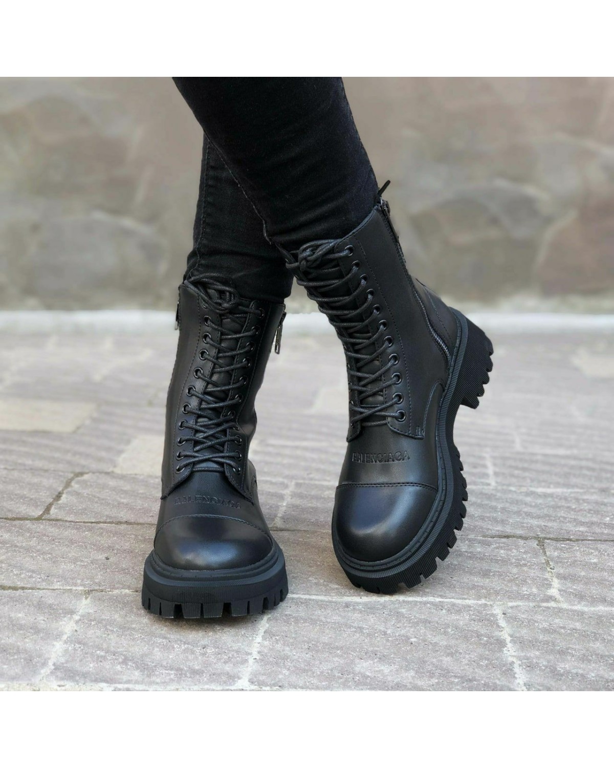 Balenciaga Black Tractor Side-zip Boots