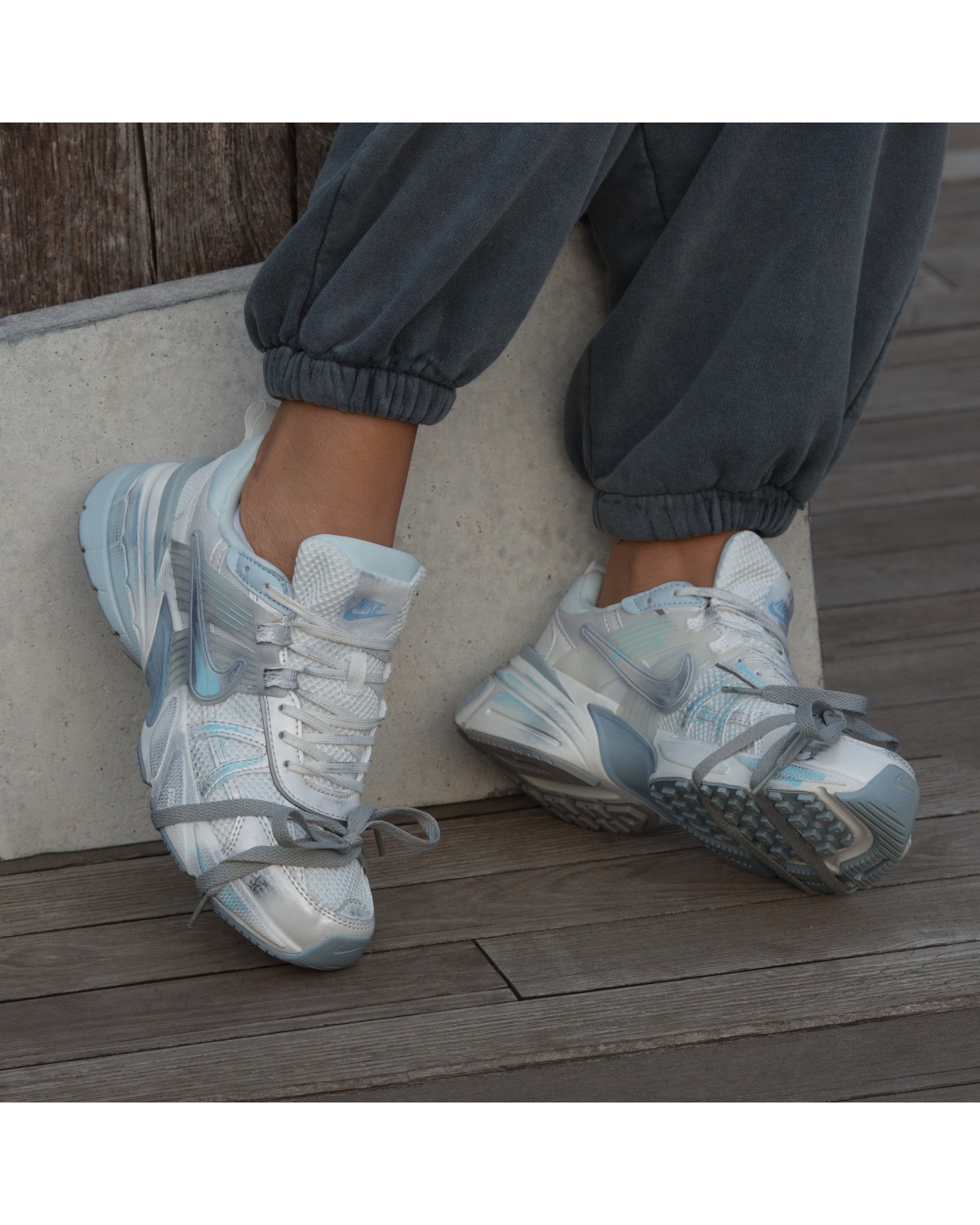 NIke Runtekk V2K White Blue Custom