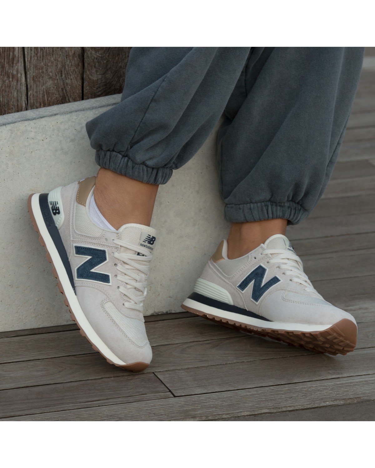 New Balance 574 Beige Blue