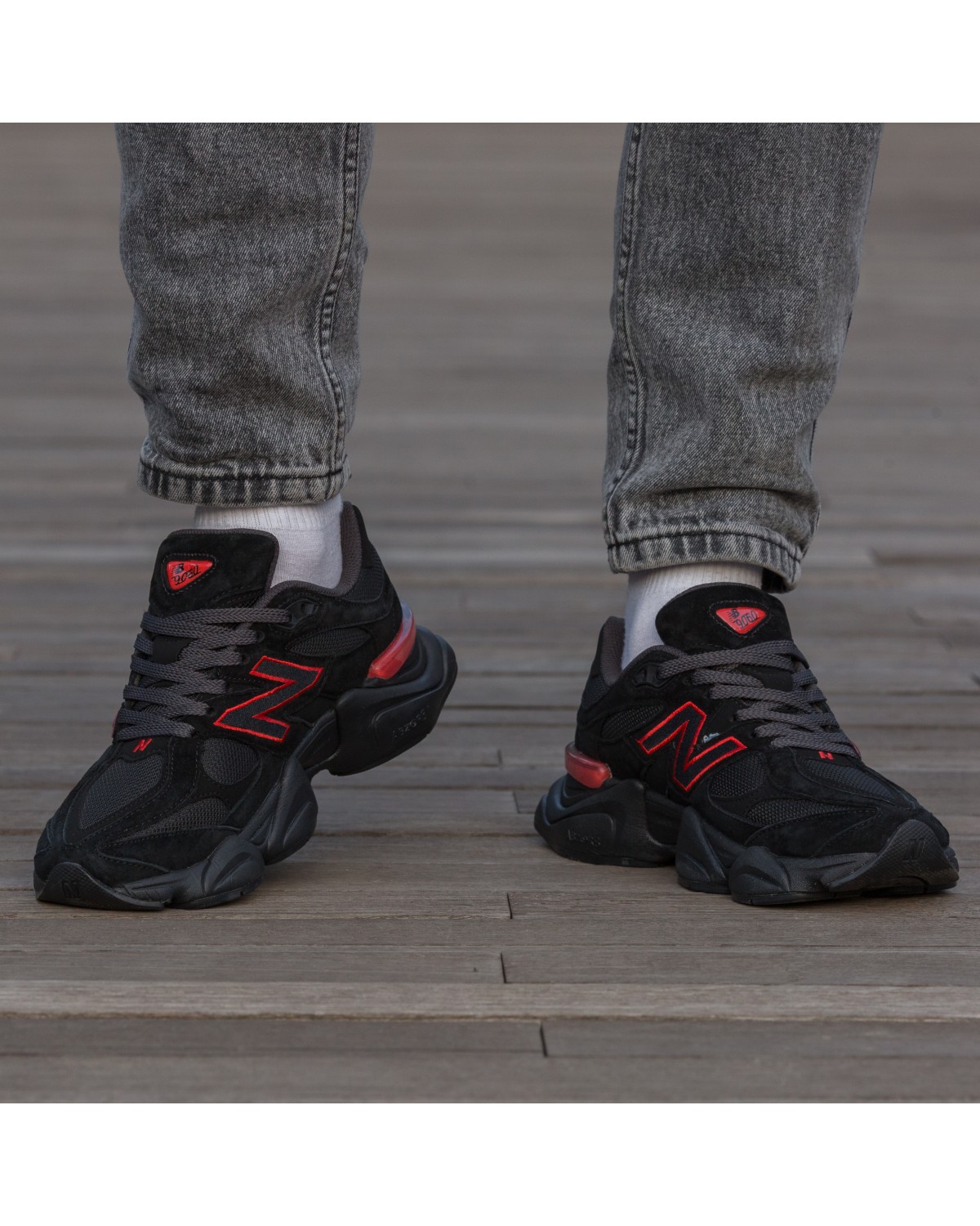 New Balance 9060 Black Red Suede