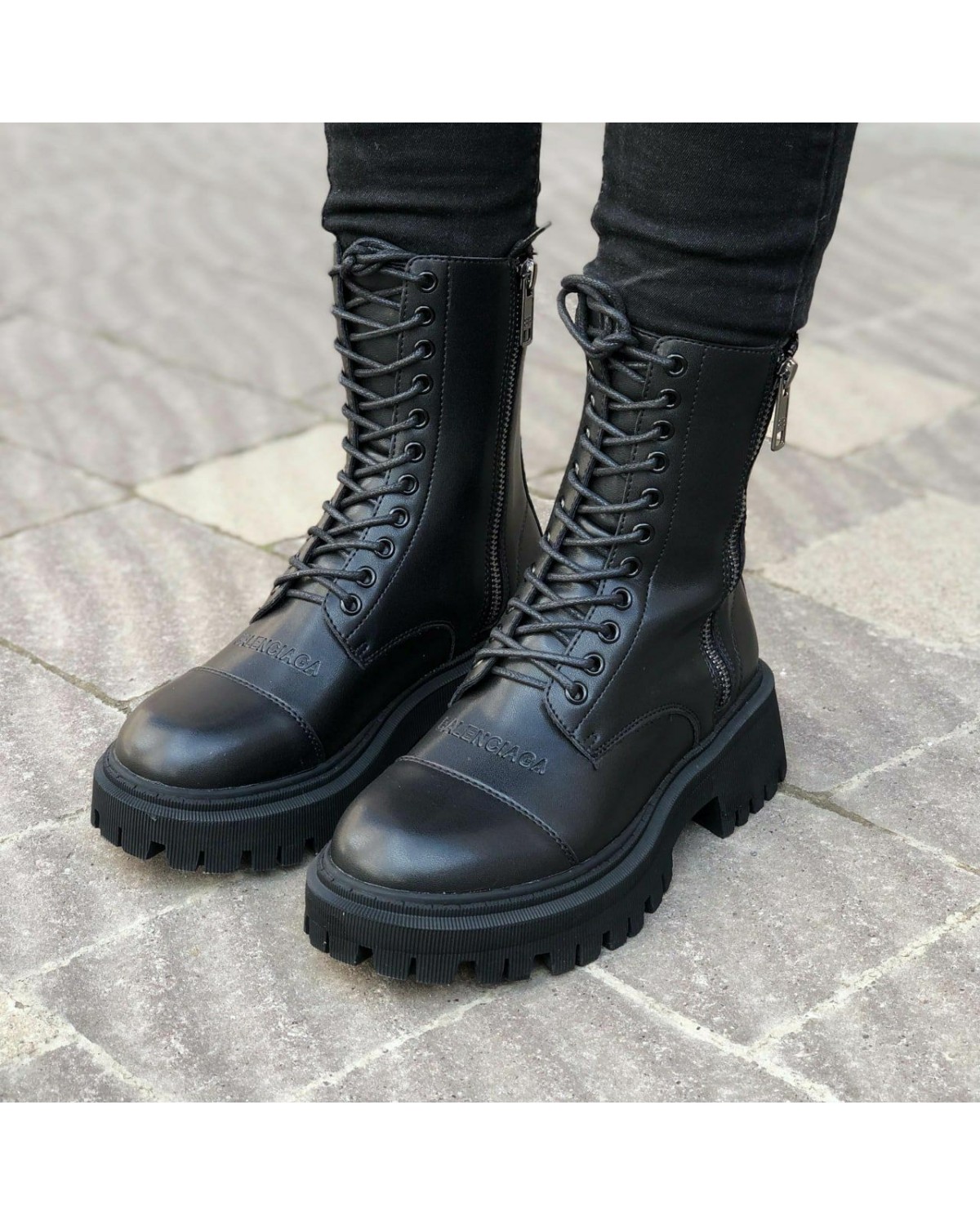 Balenciaga Black Tractor Side-zip Boots